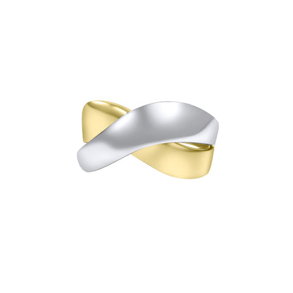 Two tone band Valley Ring with White and Yellow Gold